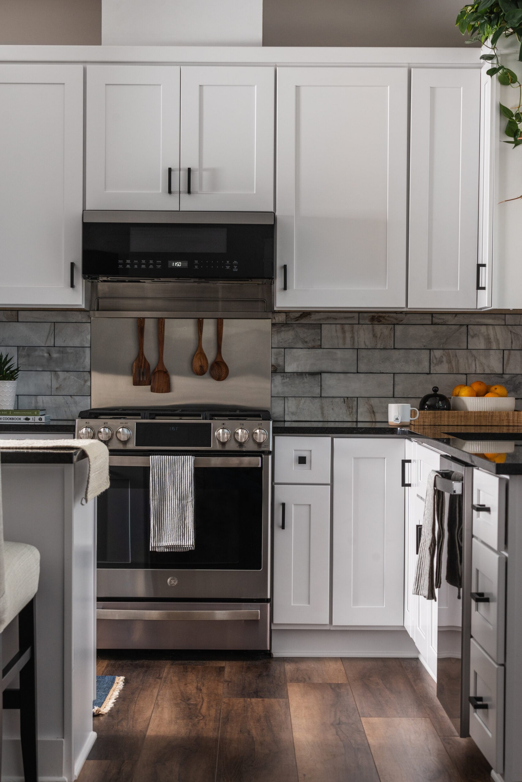 Kitchen with white shaker cabinets